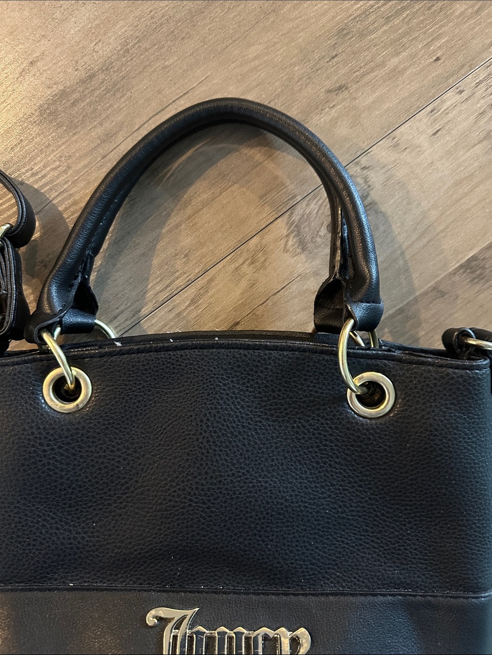 Vintage - Juicy Couture Black Pebbled Crossbody Satchel with Gold Logo - Picture 3 of 7